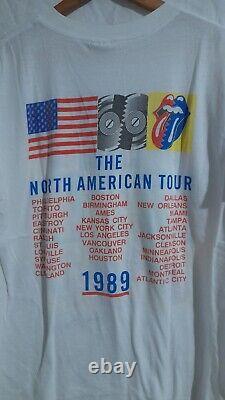 Vintage Rolling Stones 1989 Amérique Du Nord Tour T Chemise Taille L USA Made