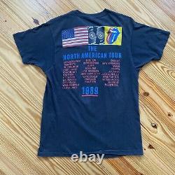 Vintage Rolling Stones 1989 Le T-shirt North American Tour Taille De L'étiquette XL #843