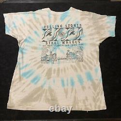 Vintage Rolling Stones 1989 Steel Wheels Tour Band Rock Tie Dye T-shirt Taille L