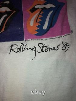 Vintage Rolling Stones 1989 Tour T Shirt Blanc Rare Warhol Langue Taille Hommes XL
