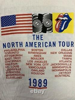 Vintage Rolling Stones 1989 Tour T Shirt Sz L Roues En Acier