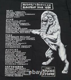 Vintage Rolling Stones Bridges To Babylon 1997 Europe Tour T-shirt Noir Grand