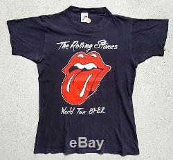 Vintage Rolling Stones Chemise 1981-1982 World Tour Originale Ultra Rare