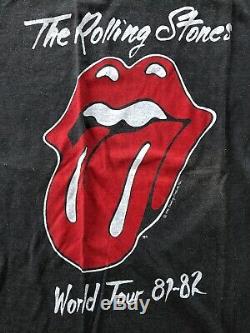 Vintage Rolling Stones Chemise 1981-1982 World Tour Originale Ultra Rare Grand