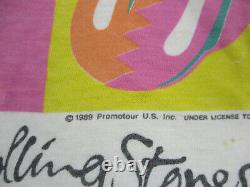 Vintage Rolling Stones Chemise Adulte Grand Blanc 1989 Tour Concert Rock Hommes 80s
