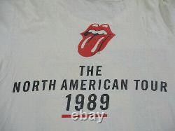Vintage Rolling Stones Chemise Adulte Grand Blanc 1989 Tour Concert Rock Hommes 80s