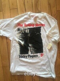 Vintage Rolling Stones Chemise Sticky Fingers Nouveau W Tag XL Mick Jagger 1989 Rare