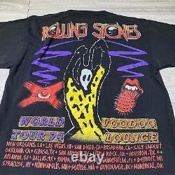Vintage Rolling Stones Chemise Voodoo Lounge Band Tee 1994 All Over Imprimer Noir L