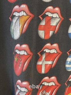 Vintage Rolling Stones Concert Lips Tongues Tour T Tee Chemise XL 2 Sided Graphic