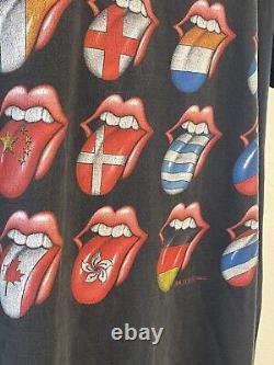 Vintage Rolling Stones Concert Lips Tongues Tour T Tee Chemise XL 2 Sided Graphic