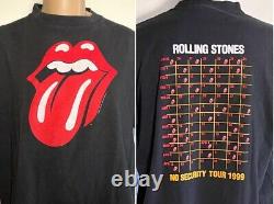 Vintage Rolling Stones Pas De Sécurité 90 Tour T-shirt Tee Hommes Taille XL Noir