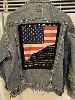 Vintage Rolling Stones Steel Wheels Tour Jean Jacket 1989 Fabriqué Par Brockum XL