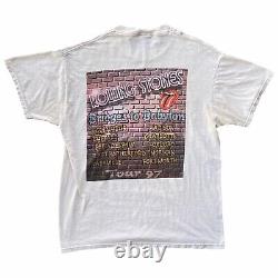 Vintage Rolling Stones T Shirt Adulte Sz Large White Bridges To Babylon Tour 1997