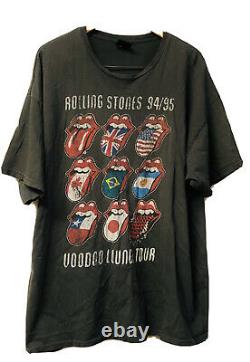 Vintage Rolling Stones Tour Tee Chemise'94'95 Voodoo Lounge Rock T-shirt 2xl