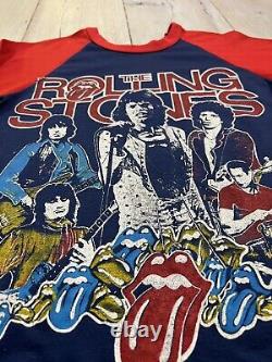 Vintage Rolling Stones U. S. Tour 81' Ranglan 3/4 Manche T-shirt Taille Petite