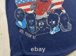 Vintage Rolling Stones U. S. Tour 81' Ranglan 3/4 Manche T-shirt Taille Petite