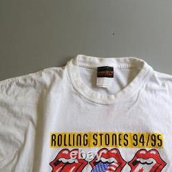Vintage Rolling Stones Voodoo Lounge 1994 1995 Tour Chemise Grand Brockum Blanc L