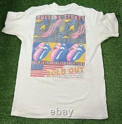Vintage Single Stitch 1989 Rolling Stones Steel Wheels Tour T Shirt Hommes Taille L