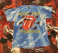 Vintage T Shirt Rolling Stones 1994 Voodoo Lounge Rare Print Tie Dye Brockum XL