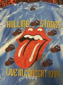Vintage T Shirt Rolling Stones 1994 Voodoo Lounge Rare Print Tie Dye Brockum XL