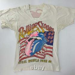 Vintage The Rolling Stones 1989 Steel Wheels Tour Shirt Guns N Roses Petit Vneck