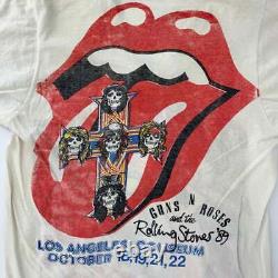 Vintage The Rolling Stones 1989 Steel Wheels Tour Shirt Guns N Roses Petit Vneck