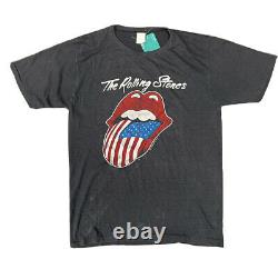 Vtg 1981 Les Rolling Stones'81 North American Tour Taille XL T-shirt Noir