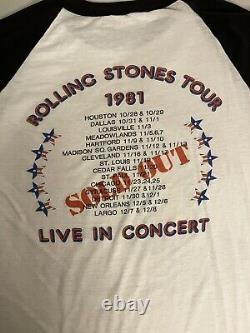 Vtg 1981 Rolling Stones Tour Dragon Sold Out Concert Tee Baseball Shirt M/l Read