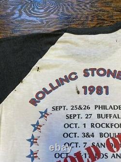 Vtg 1981 Rolling Stones Tour T Shirt Raglan The Knits Sz Grand Circuit Vendu