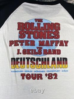 Vtg 1982 The Rolling Stones Europe'82 Tour Shirt 3/4 Manche Originale Les Couteaux