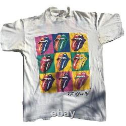 Vtg 1989 Rolling Stones Steel Wheels Tour T Shirt Warhol Two Sided Single Stitch