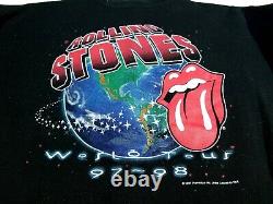 Vtg 1997 1998 The Rolling Stones World Tour Crewneck Sweatshirt Taille XL