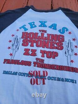 Vtg 80s Rolling Stones Band Concert 1981 Texas Tour Raglan Baseball Marine T-shirt