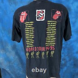 Vtg 90s Rolling Stones Europe World Tour T-shirt L Concert Rock Vaudou Lounge