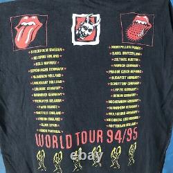 Vtg 90s Rolling Stones Europe World Tour T-shirt L Concert Rock Vaudou Lounge