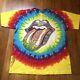 Vtg 90s Stones Rolling Liquid Blue Tie-dye Tour Concert Band T Shirt Sz Large L