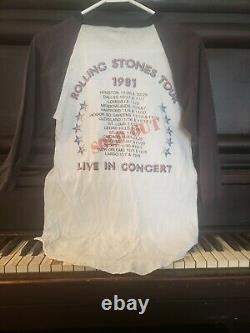 Vtg Orig. Rolling Stones 1981 Visite Du Stade Du Dragon 3/4 Raglan T-shirt Le Knits L