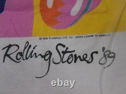 Vtg Rolling Stones 1989 T Strt Tour Nord-américain Single Stitched M White
