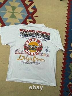 Vtg Rolling Stones 89 Steel Wheels Tour La Coliseum Guns N Roses Shirt Taille L