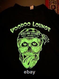 Vtg Rolling Stones Voodoo Lounge Glow In Dark 94' Crâne Chemise Single Stitch XXL
