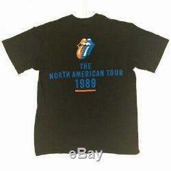 Vtg Roulement Stones'89 T-shirt Tournée Nord-américaine 1989 2 Sided Rock Band Tee L