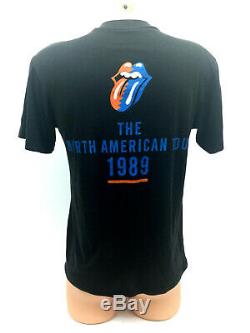 Vtg Roulement Stones'89 T-shirt Tournée Nord-américaine 1989 2 Sided Rock Band Tee L
