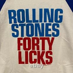 Vtg The Rolling Stones 2002 Quarante Licks Tour Hommes Sz L Raglan Band T-shirt Euc