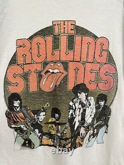 Vtg The Rolling Stones 80s The Knits Rare Band Raglan Burn Out T-shirt Mince XL