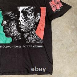 Vtg The Rolling Stones Tattoo You 1989 Tour T-shirt 80s Mick Jagger Moyen Faded